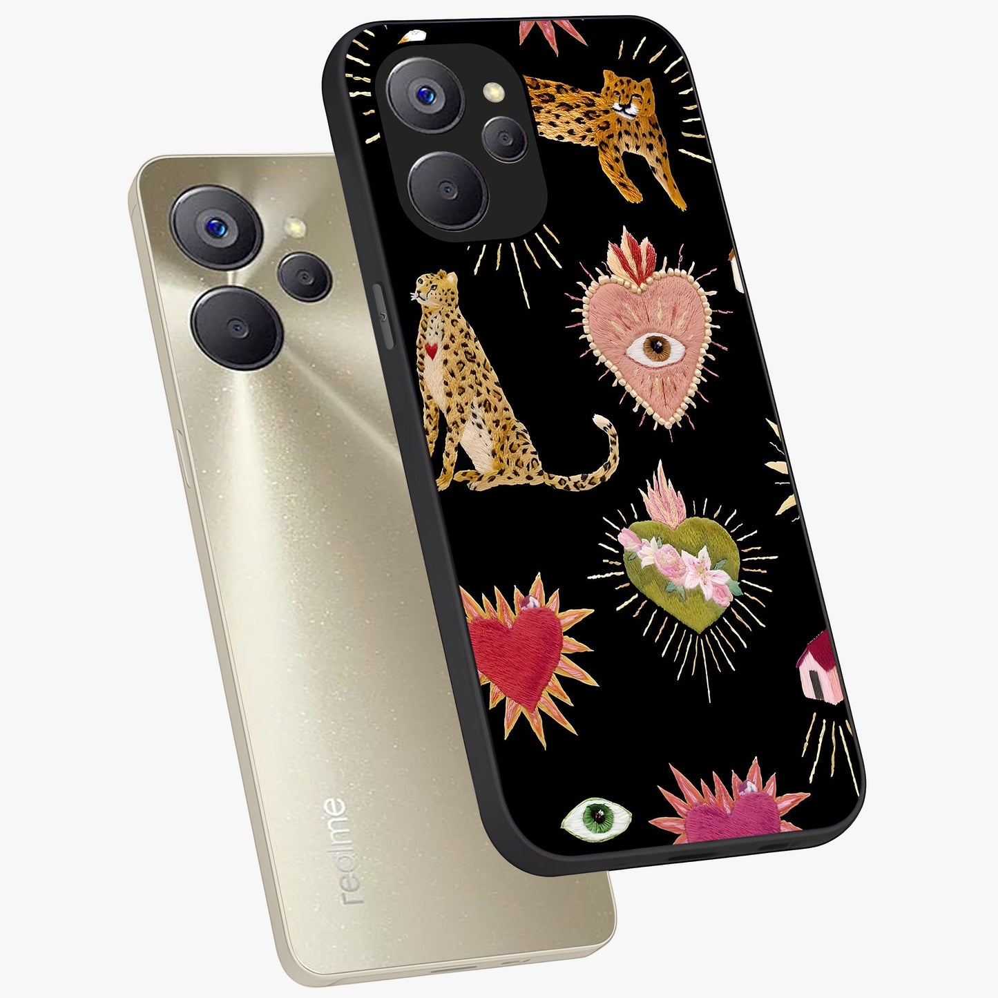 Sacred Jungle Heart Glass Case displayed in angled mockup highlighting lush tropical design with natural aesthetic style.