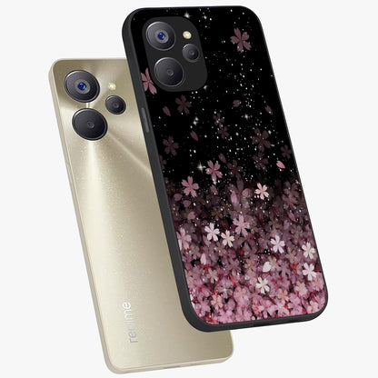 Small Starry Flowers Glass Case displayed in angled mockup highlighting tiny flower pattern with celestial aesthetic style.