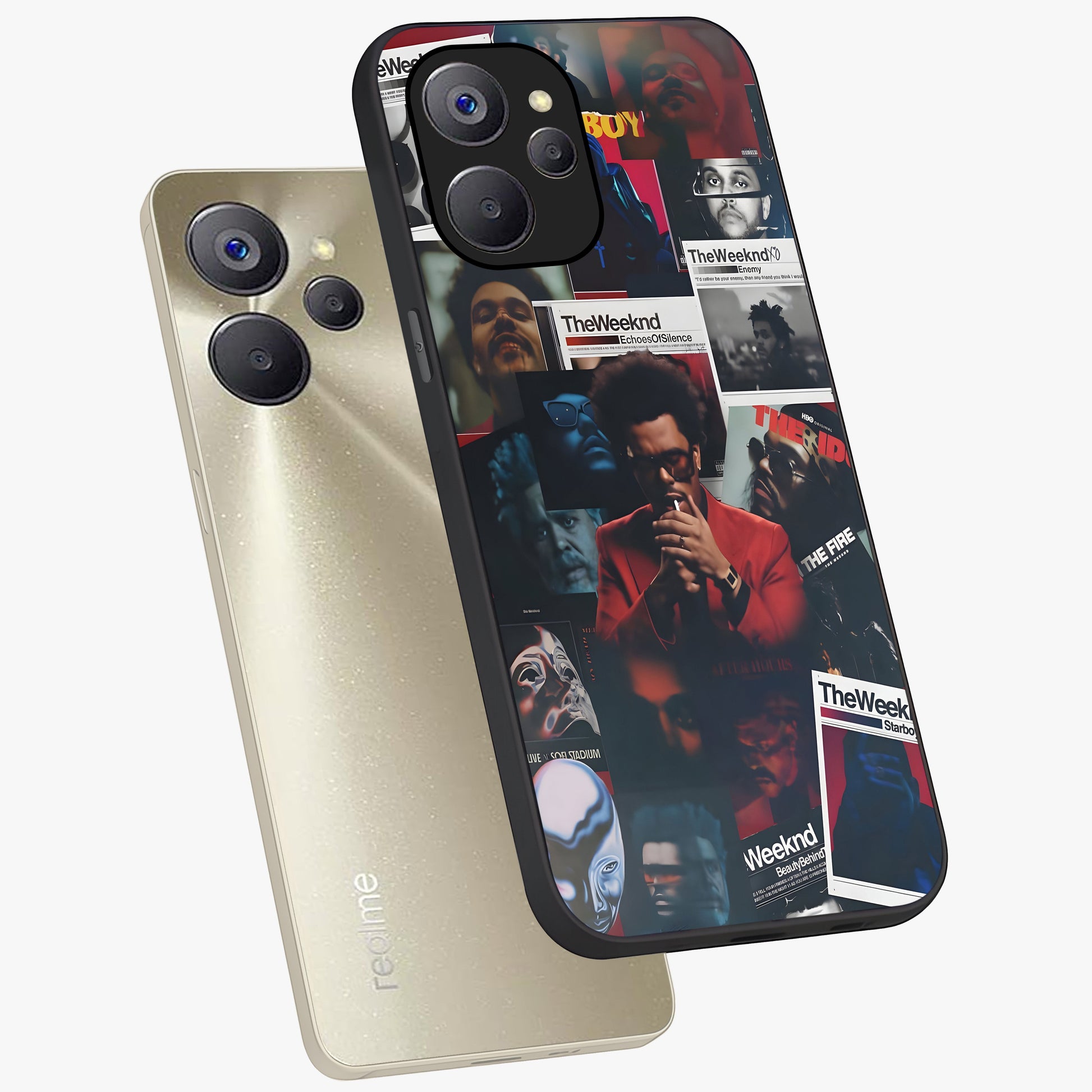 The Weeknd Glass Case displayed in angled mockup highlighting stylish pop culture inspired design with modern aesthetic.