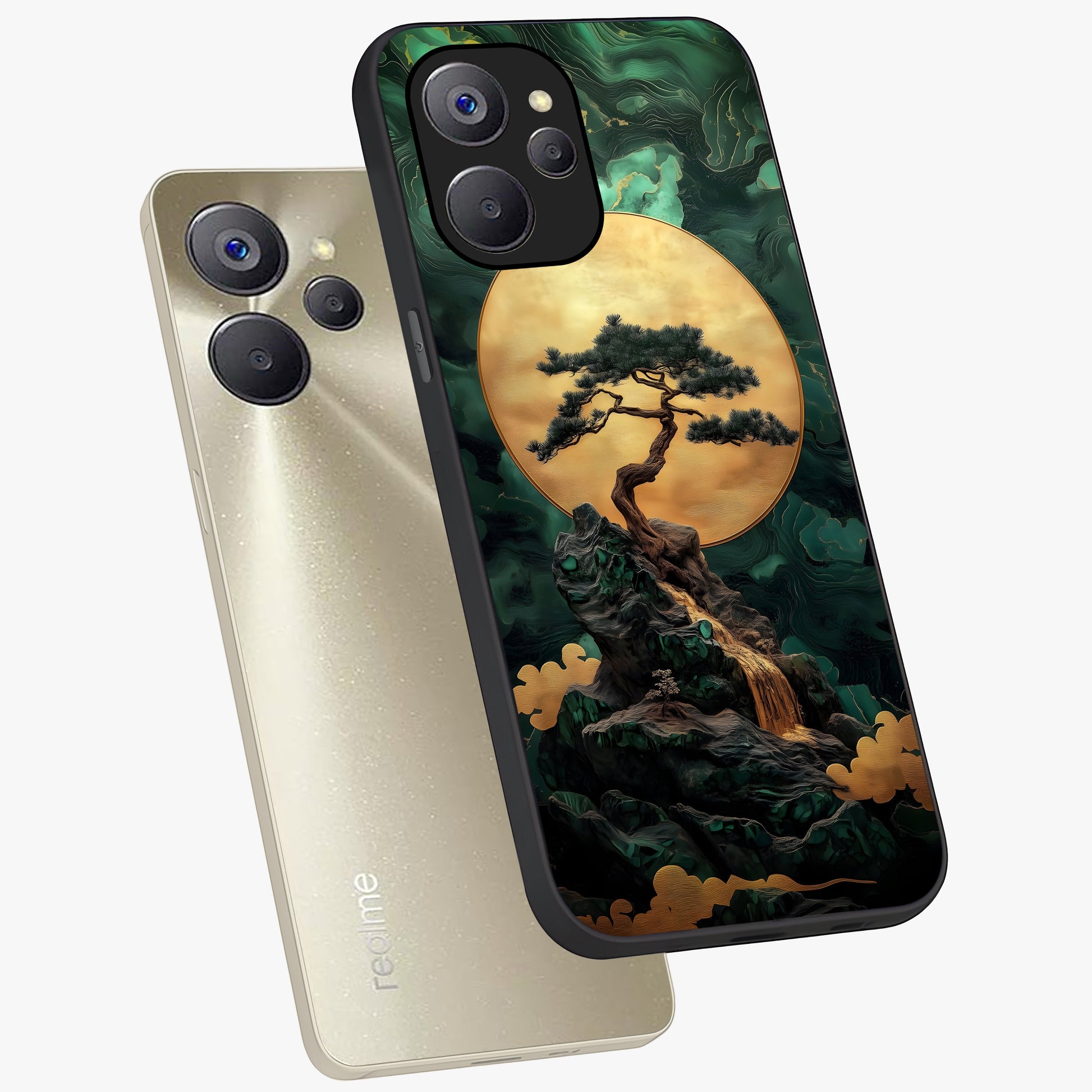 Zen Moon Rise Glass Case displayed in angled mockup highlighting peaceful lunar design with zen aesthetic style.