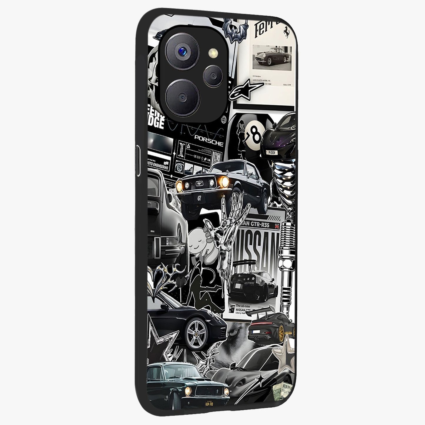 Aesthetic Dark Love Glass Case upright view showcasing dramatic romantic artwork with modern aesthetic style.