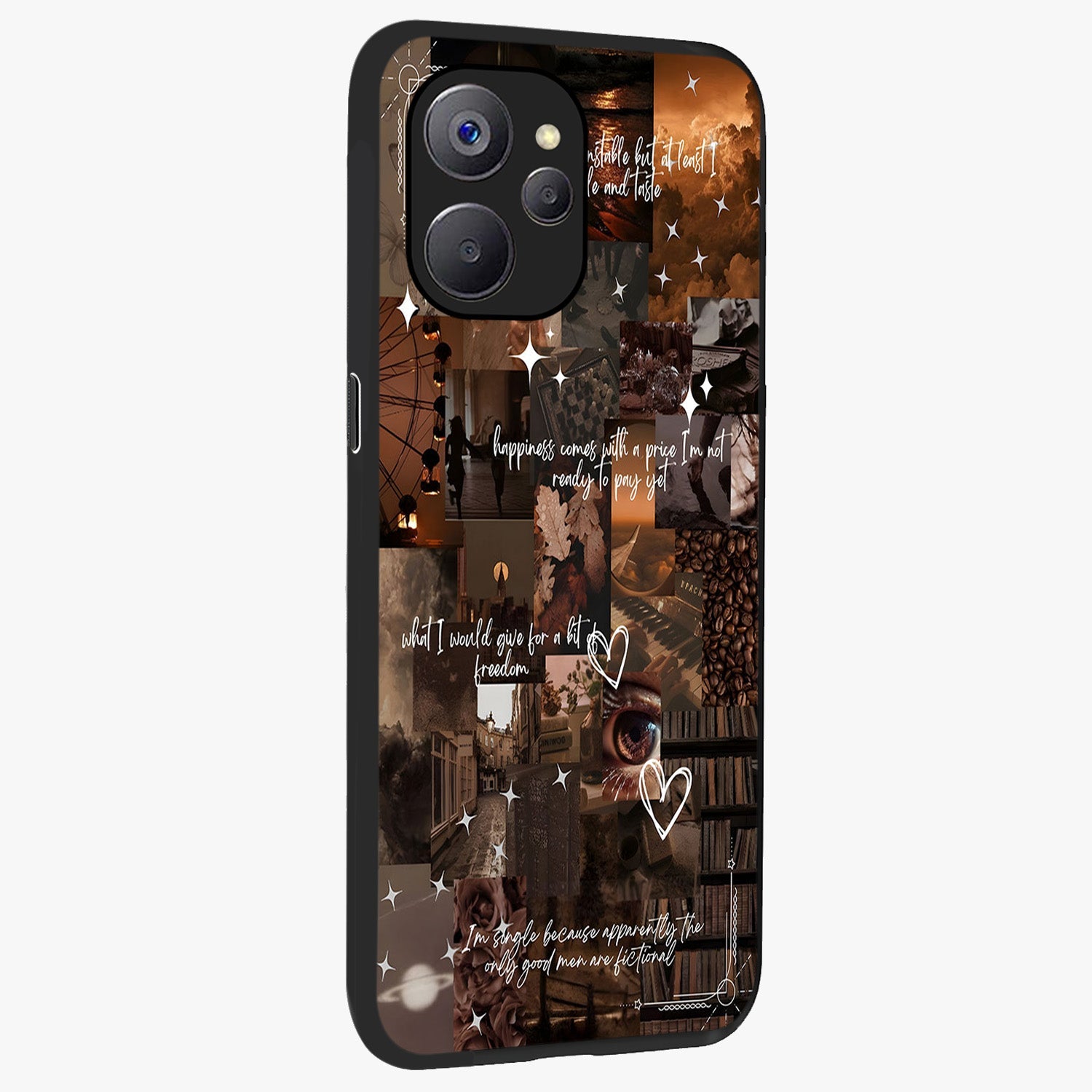 Bittersweet Aesthetic Chaos Glass Case upright view showcasing bold artistic chaos design with modern aesthetic style.