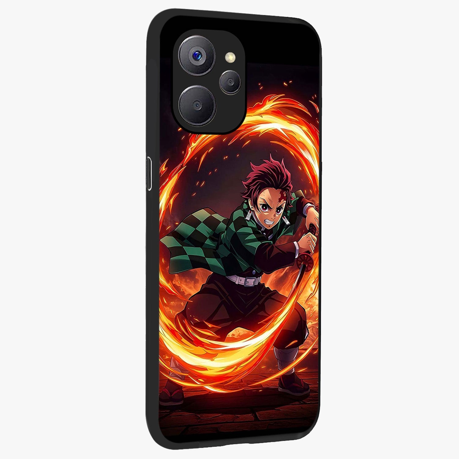 Blazing Sword Resolve Glass Case upright view showcasing dramatic warrior inspired artwork with intense visual style.