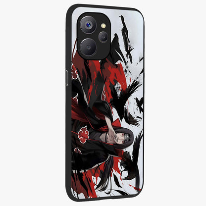 Crimson Crow Illusion Glass Case upright view showcasing striking crow illusion artwork with intense crimson theme.