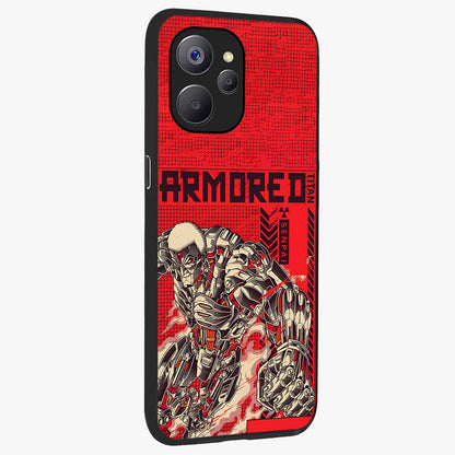 Crimson Mecha Titan Glass Case upright view showcasing dynamic robotic titan design with sci-fi inspired theme.