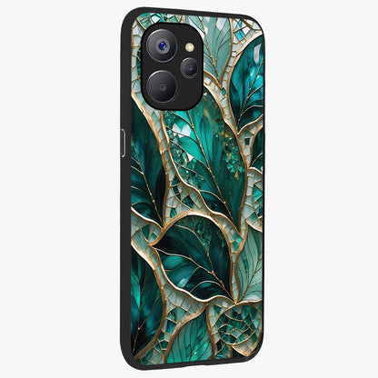 Emerald Leaf Glass Glass Case upright view showcasing fresh green leaf artwork with calming nature inspired style.