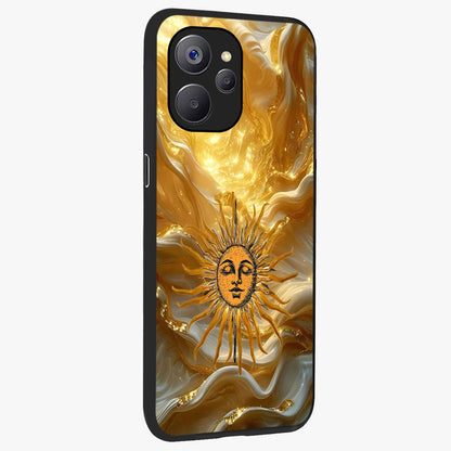 Eternal Golden Glow Glass Case upright view showcasing luminous golden artwork with luxurious visual theme.