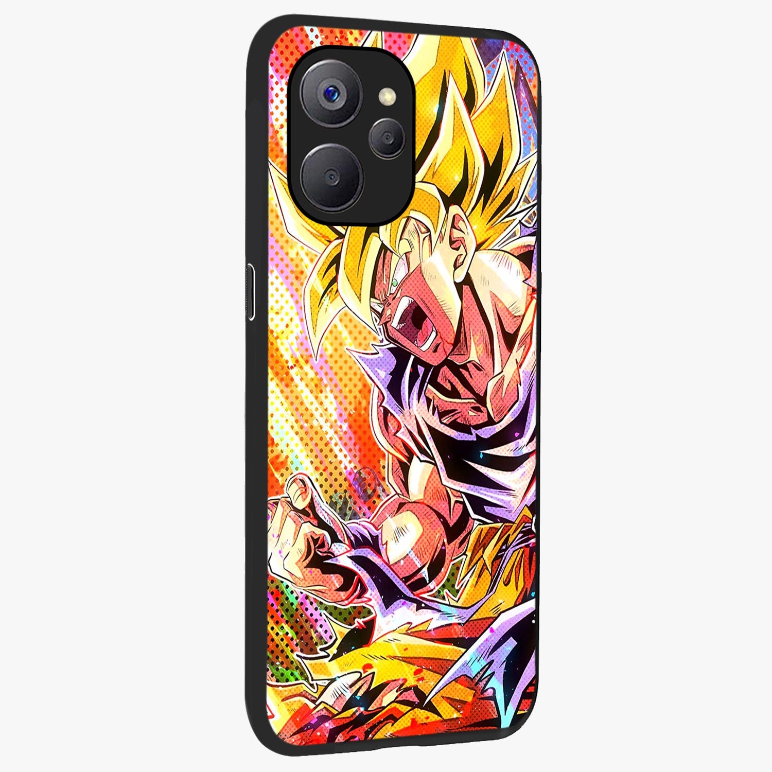 Firing Goku Glass Case upright view showcasing energetic anime artwork with bold warrior theme.