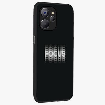 Focus Mode On Glass Case upright view showcasing strong typography statement with sleek motivational theme.