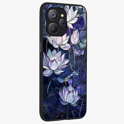 Gloss Petal Rush Glass Case upright view showcasing dynamic floral petal artwork with modern botanical theme.