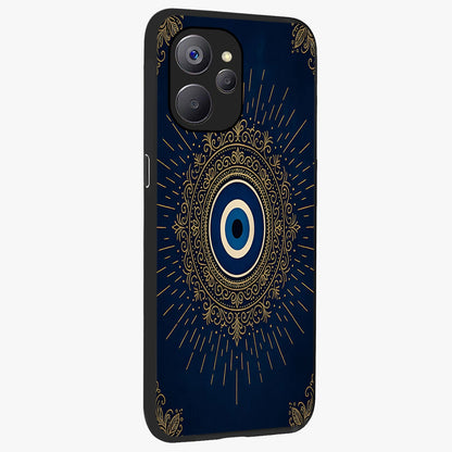 Golden Celestial Charm Glass Case upright view showcasing radiant celestial artwork with elegant golden theme.