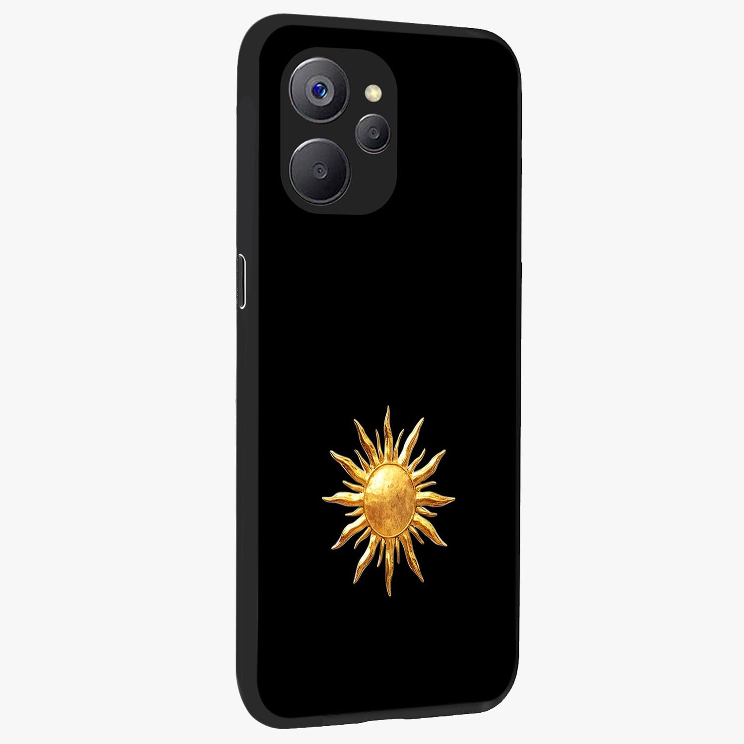 Golden Sun Minimalism Glass Case upright view showcasing haunting graveyard artwork with dramatic dark theme.