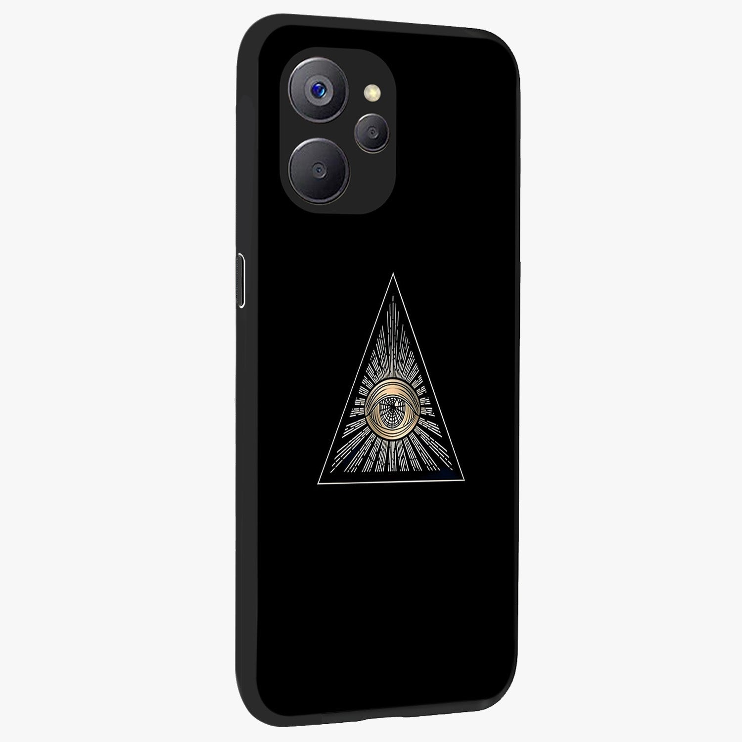 Illuminati Evil Glass Case upright view showcasing striking illuminati artwork with mysterious symbolic theme.