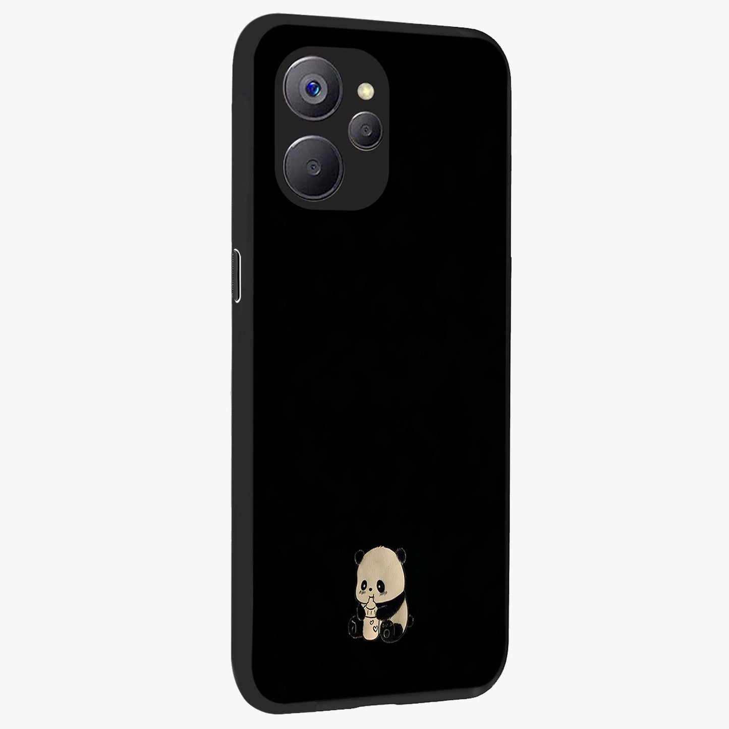 Midnight Panda Love Glass Case upright view showcasing charming panda artwork with playful romantic theme.