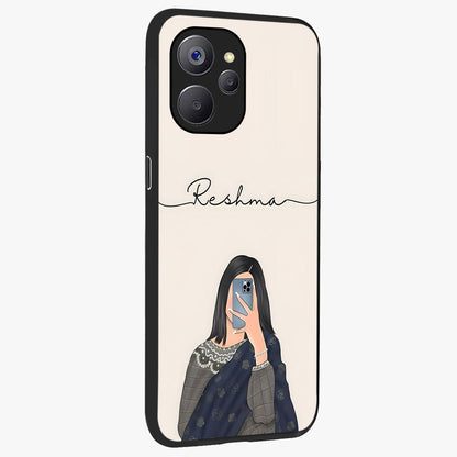Mirror Mood Muse With Custom Name Glass Case upright view showcasing artistic mirror themed artwork with personalized aesthetic.