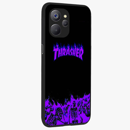 Neon Flame Riot Glass Case upright view showcasing dynamic flame artwork with energetic neon theme.