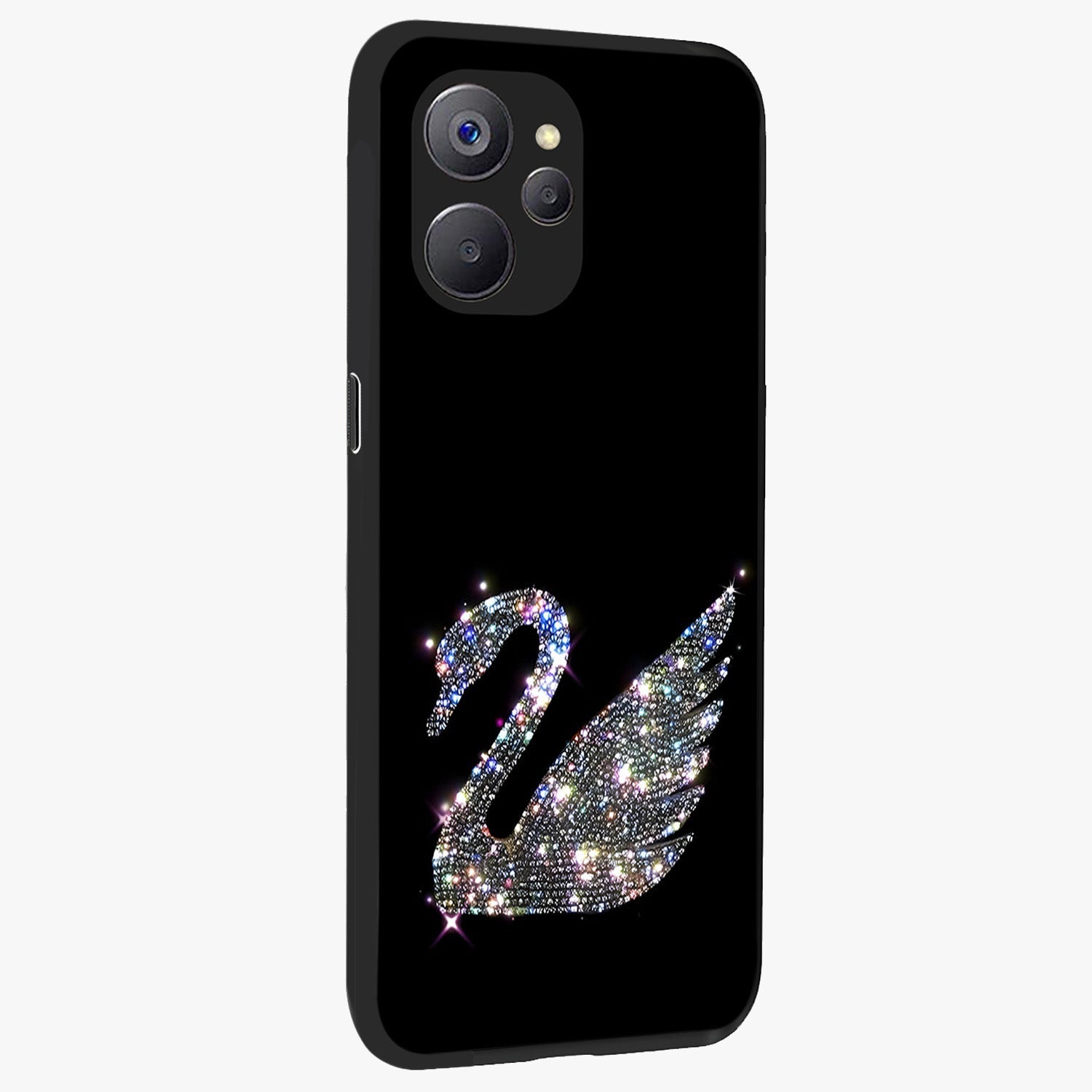Starlit Swan Grace Glass Case upright view showcasing beautiful swan artwork with peaceful night themed design.