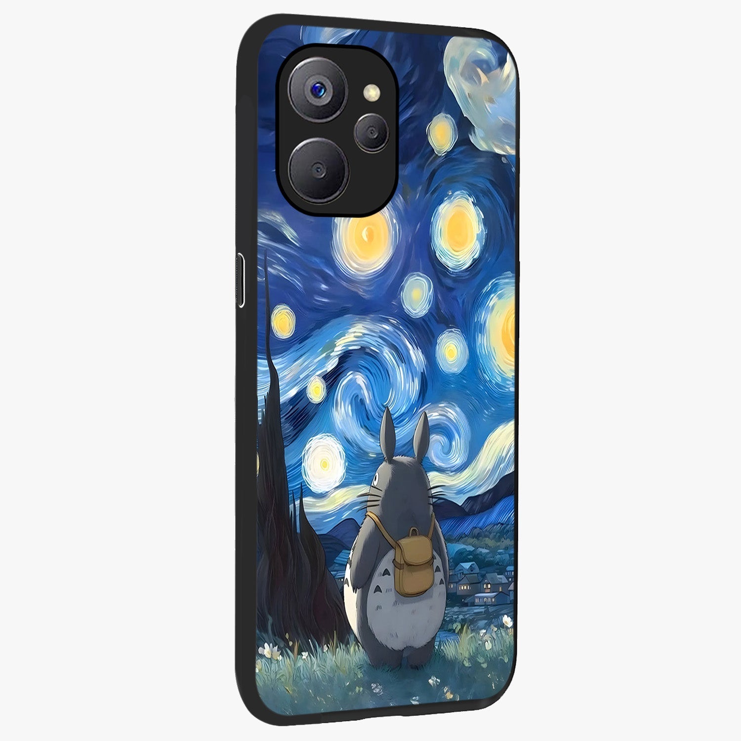 Totoro In Van Gogh Art Glass Case upright view showcasing creative character artwork with painterly artistic theme.