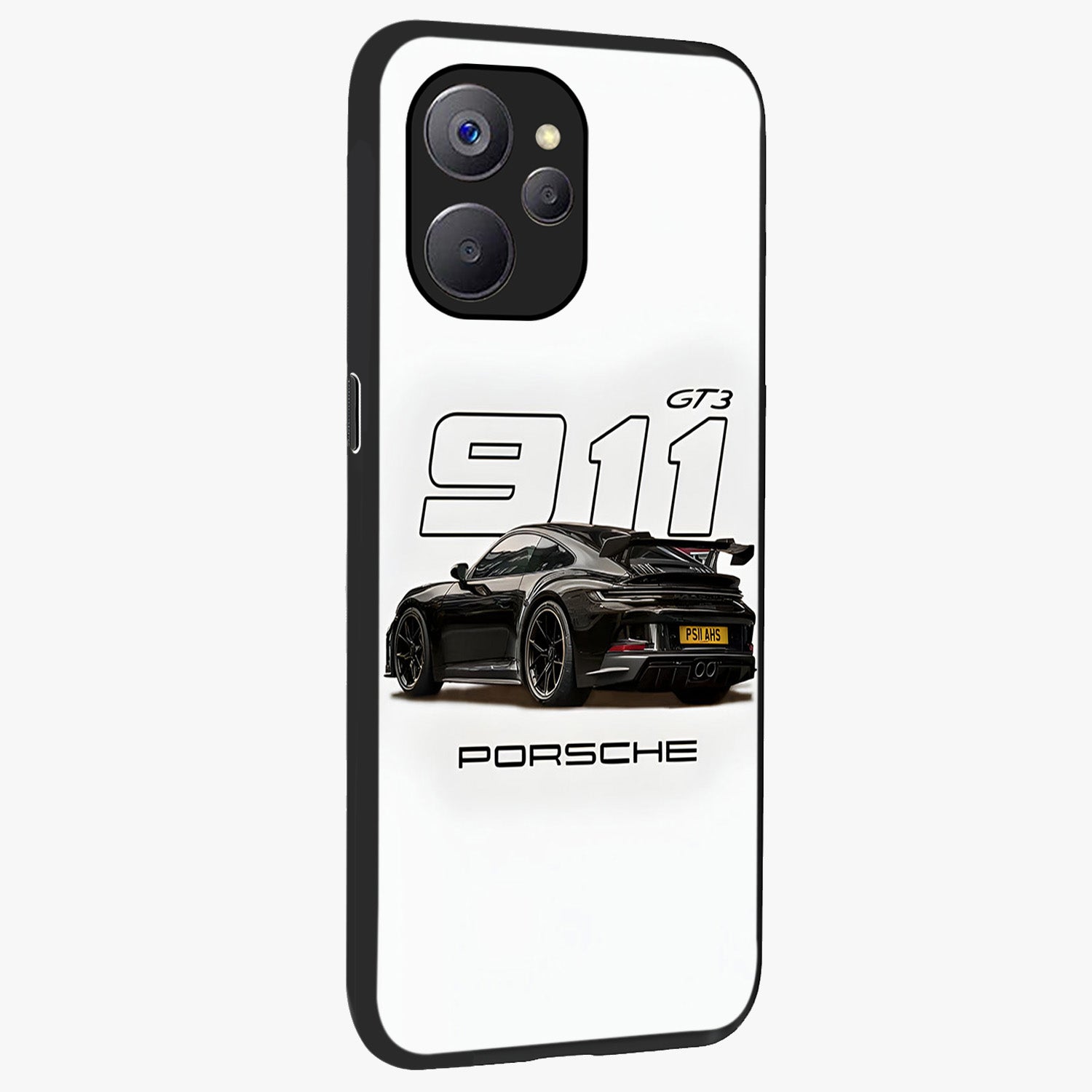 Turbo Legacy Icon Glass Case upright view showcasing bold racing inspired artwork with classic car theme.