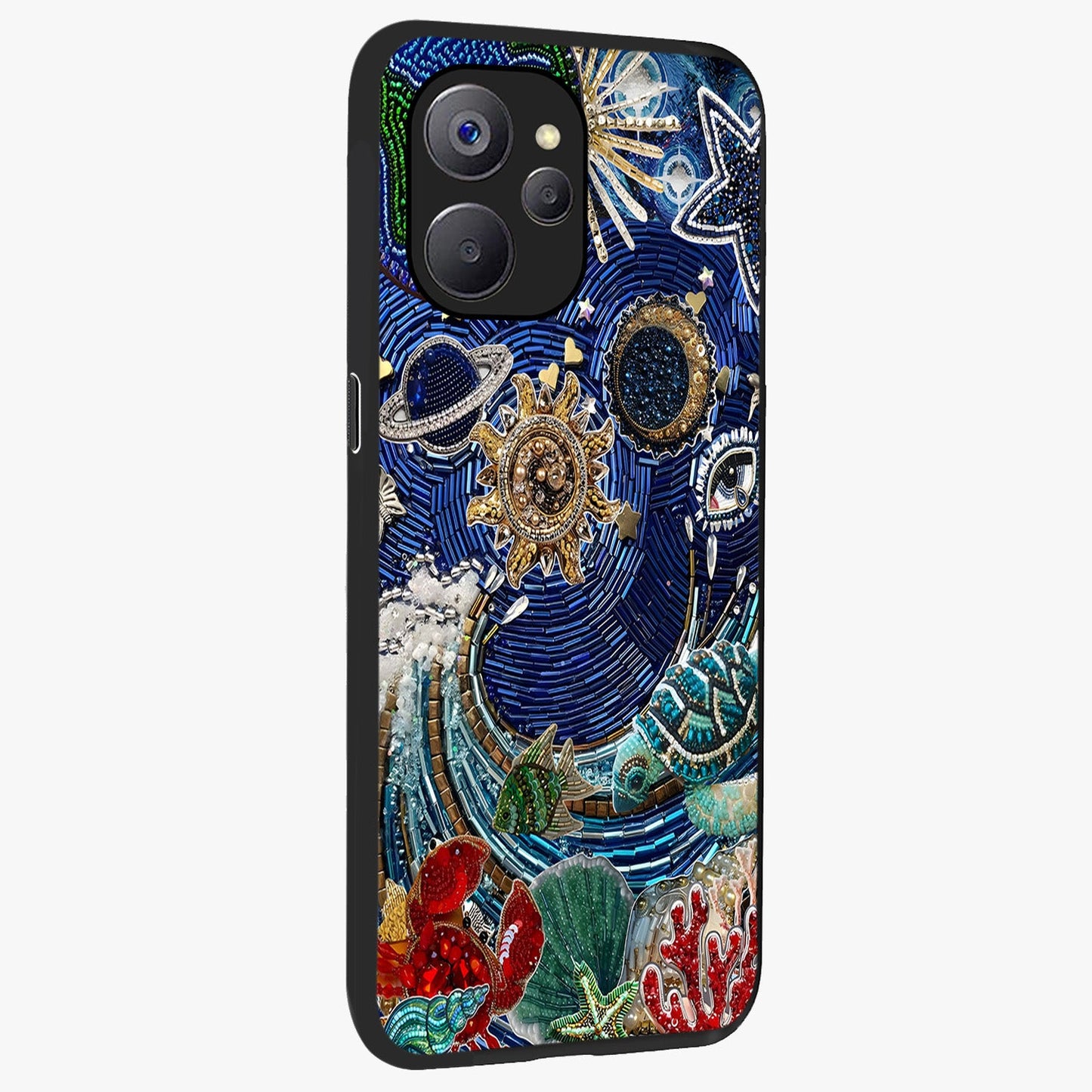 Universe Underwater Spark Glass Case upright view showcasing magical underwater galaxy artwork with vibrant cosmic theme.