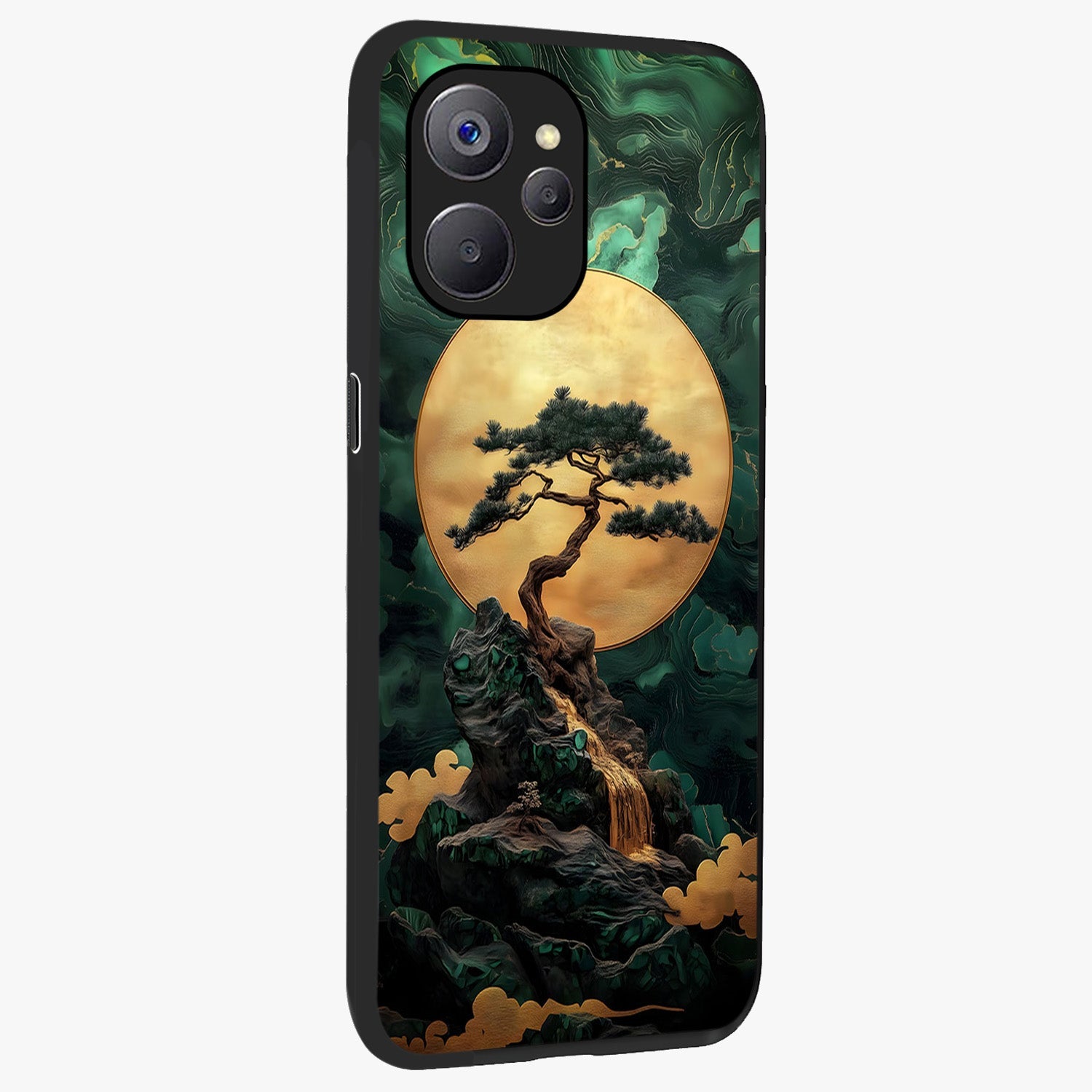 Zen Moon Rise Glass Case upright view showcasing serene moon artwork with tranquil night theme.
