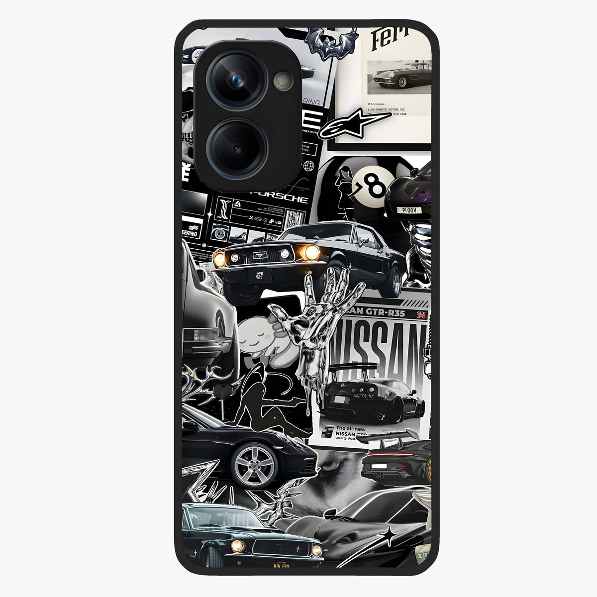 Aesthetic Dark Love Glass Case showing flat back view with dark romantic artwork and glossy glass finish.