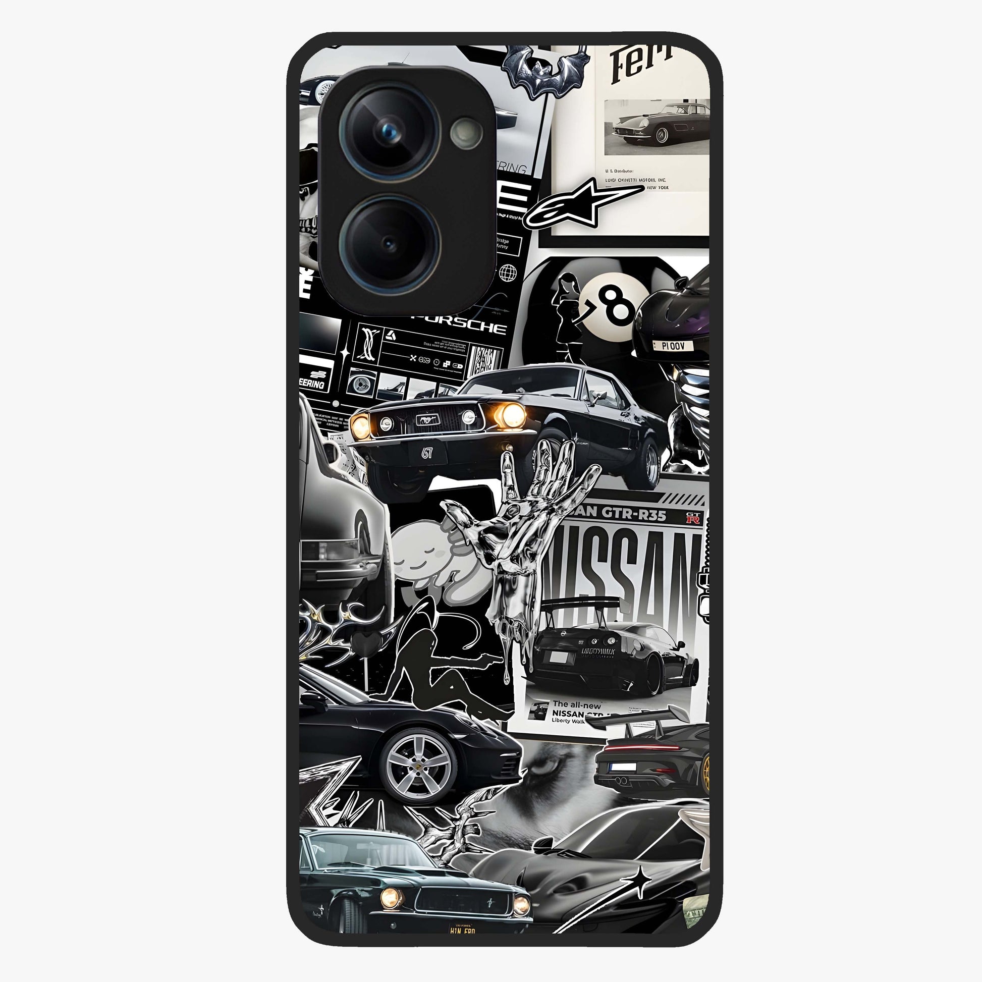 Aesthetic Dark Love Glass Case showing flat back view with dark romantic artwork and glossy glass finish.
