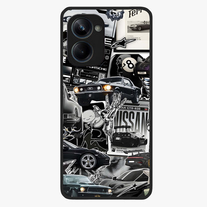 Aesthetic Dark Love Glass Case showing flat back view with dark romantic artwork and glossy glass finish.