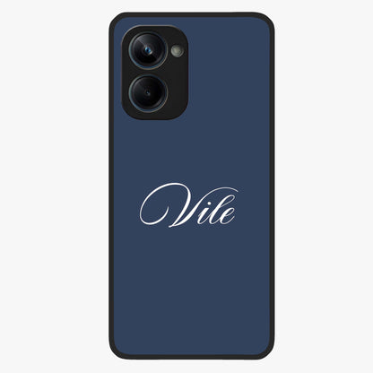 Blue Background Personalized Custom Name Glass Case showing flat back view with minimal blue background and custom name design.