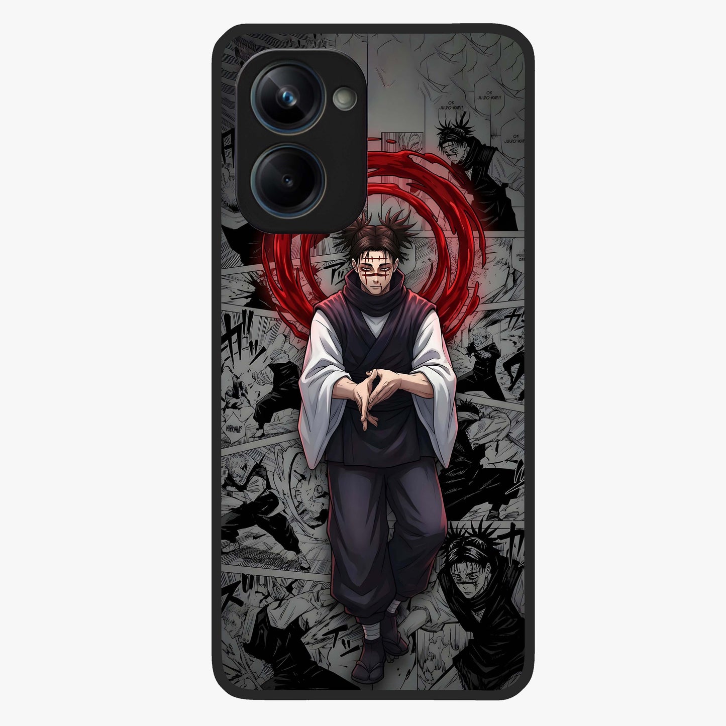 Cursed Ritual Ascension Glass Case showing flat back view with dark ritual themed artwork and glossy glass finish.