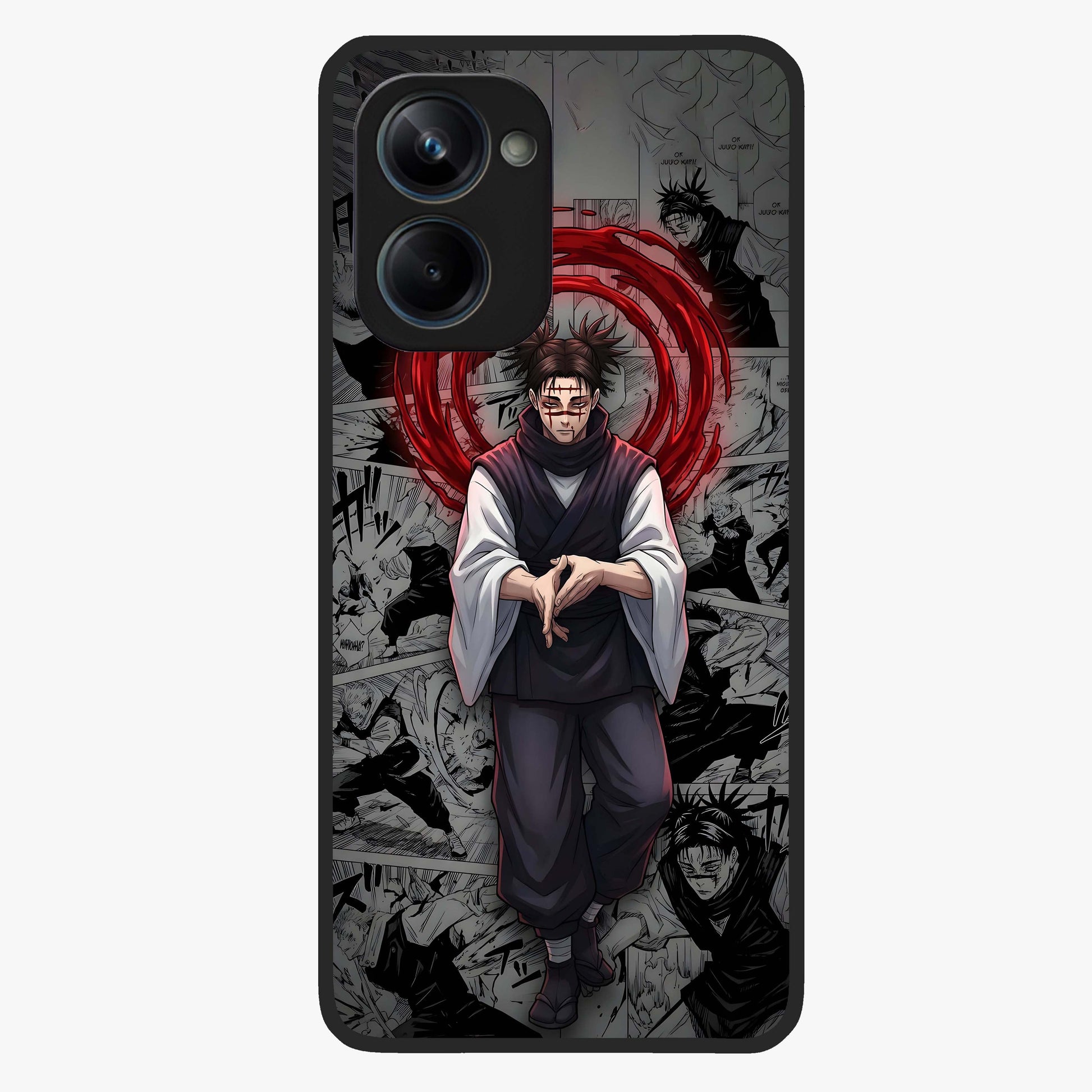 Cursed Ritual Ascension Glass Case showing flat back view with dark ritual themed artwork and glossy glass finish.