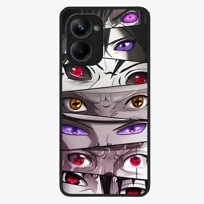 Eyes of Destiny Glass Case showing flat back view with striking eye themed artwork and glossy glass finish.