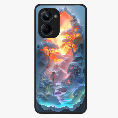 Glow Forest Portal Glass Case showing flat back view with glowing forest portal artwork and glossy glass finish.