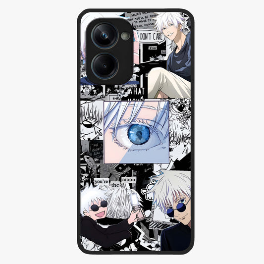 Infinity Sorcerer Chaos Glass Case showing flat back view with mystical sorcerer themed artwork and glossy glass finish.