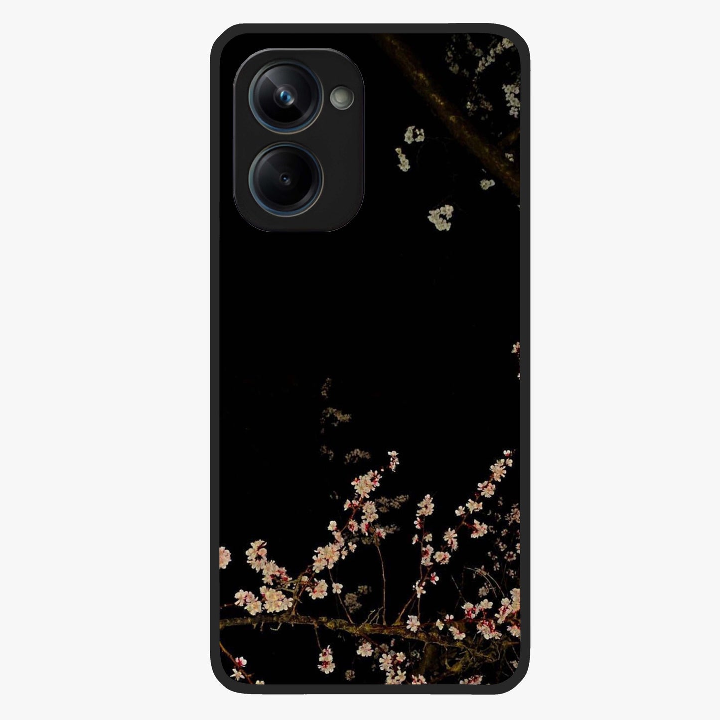 Petal Moon Light With Custom Name Glass Case showing flat back view with floral moonlight artwork and personalized name design.
