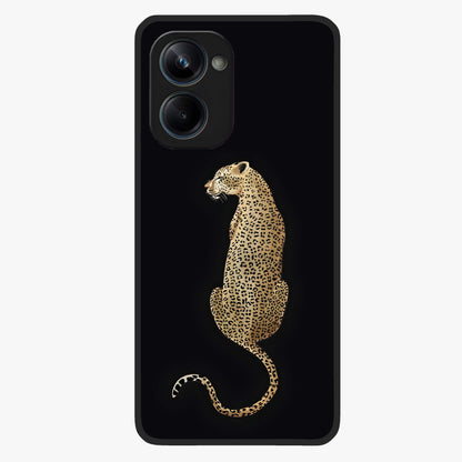 Regal Leopard Glass Case showing flat back view with bold leopard artwork and glossy glass finish.
