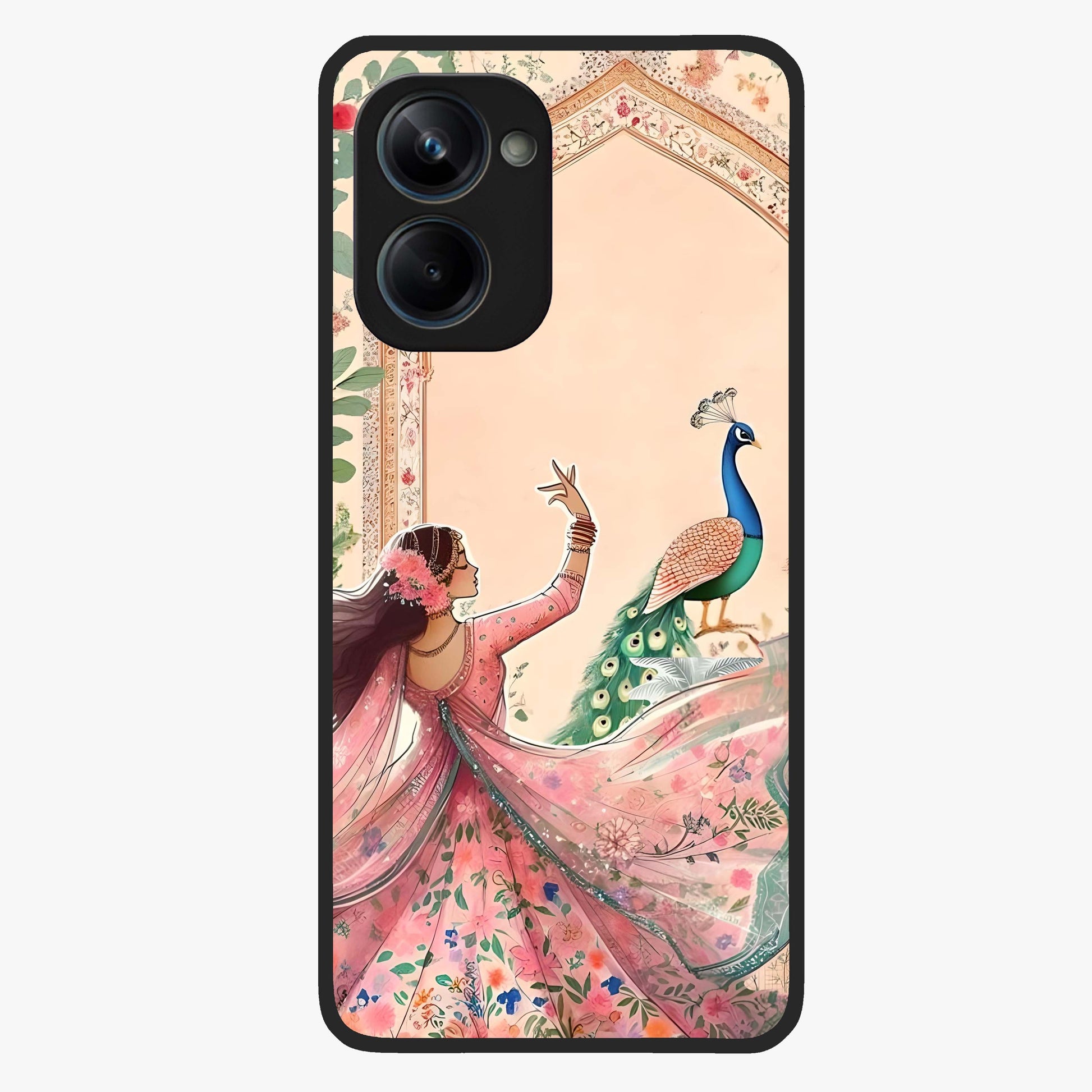 Royal Grace Muse Glass Case showing flat back view with elegant artistic artwork and glossy glass finish.