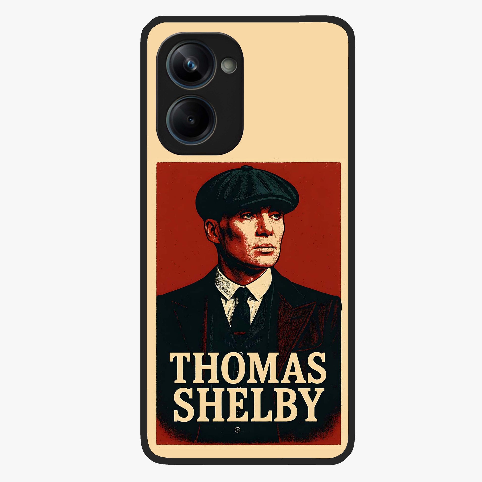 Vintage Mafia Authority Glass Case showing flat back view with bold vintage mafia inspired artwork and glossy glass finish.