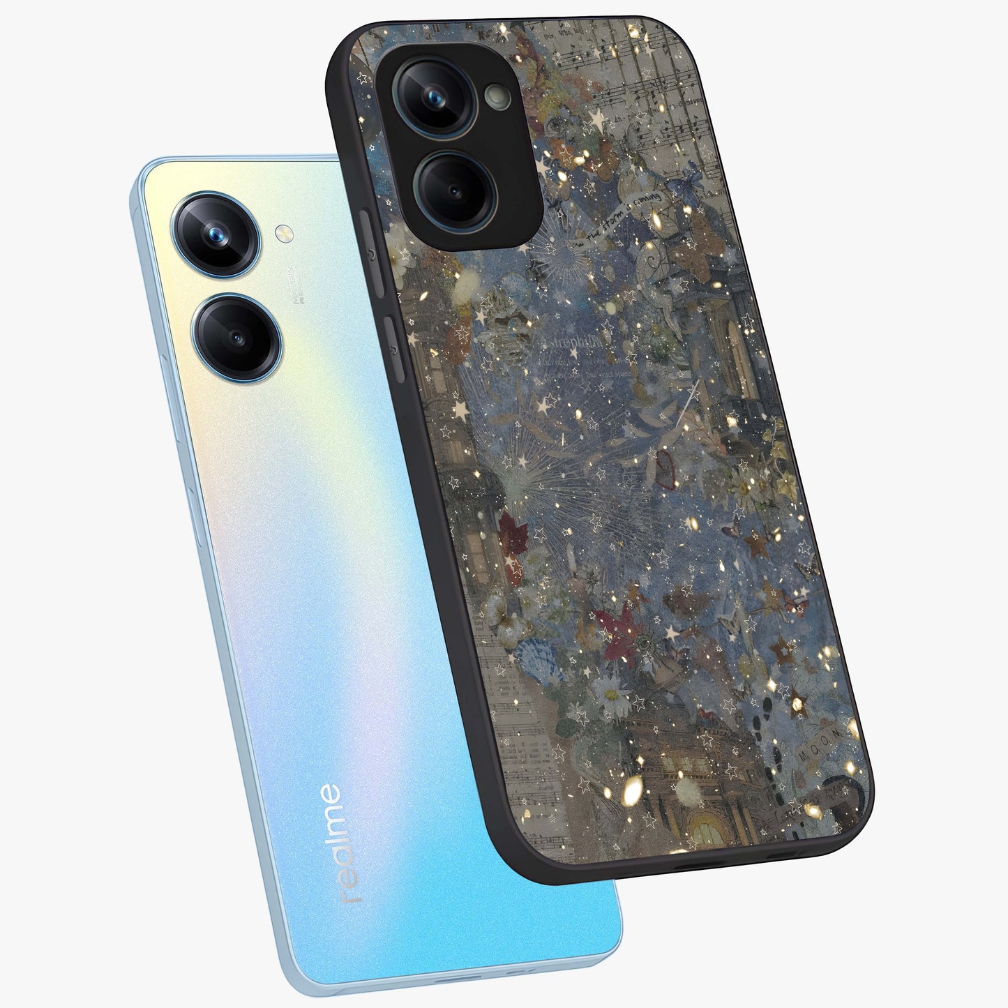Aesthetic Astrolophia Glass Case displayed in angled mockup highlighting artistic aesthetic elements and smooth glass surface.