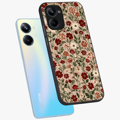 Biege Flower With Leaf Glass Case displayed in angled mockup highlighting minimal floral leaf design and elegant aesthetic.