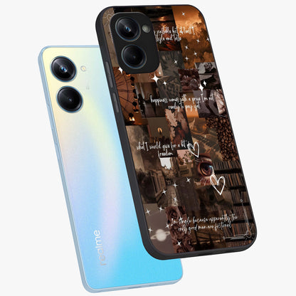 Bittersweet Aesthetic Chaos Glass Case displayed in angled mockup highlighting expressive abstract artwork and edgy aesthetic theme.