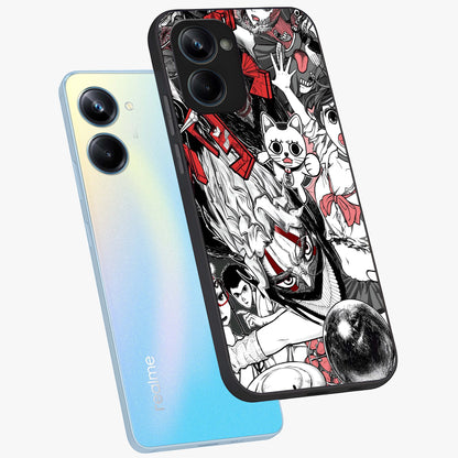 Crimson Chaos Panel Glass Case displayed in angled mockup highlighting chaotic panel style design with modern graphic theme.