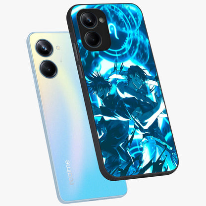 Cursed Energy Clash Glass Case displayed in angled mockup highlighting powerful battle inspired graphic with anime style aesthetic.