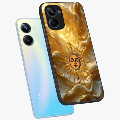 Eternal Golden Glow Glass Case displayed in angled mockup highlighting glowing golden aesthetic design with elegant style.