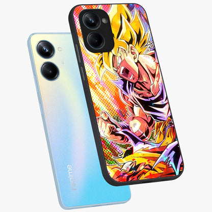 Firing Goku Glass Case displayed in angled mockup highlighting dynamic anime character design with action aesthetic.