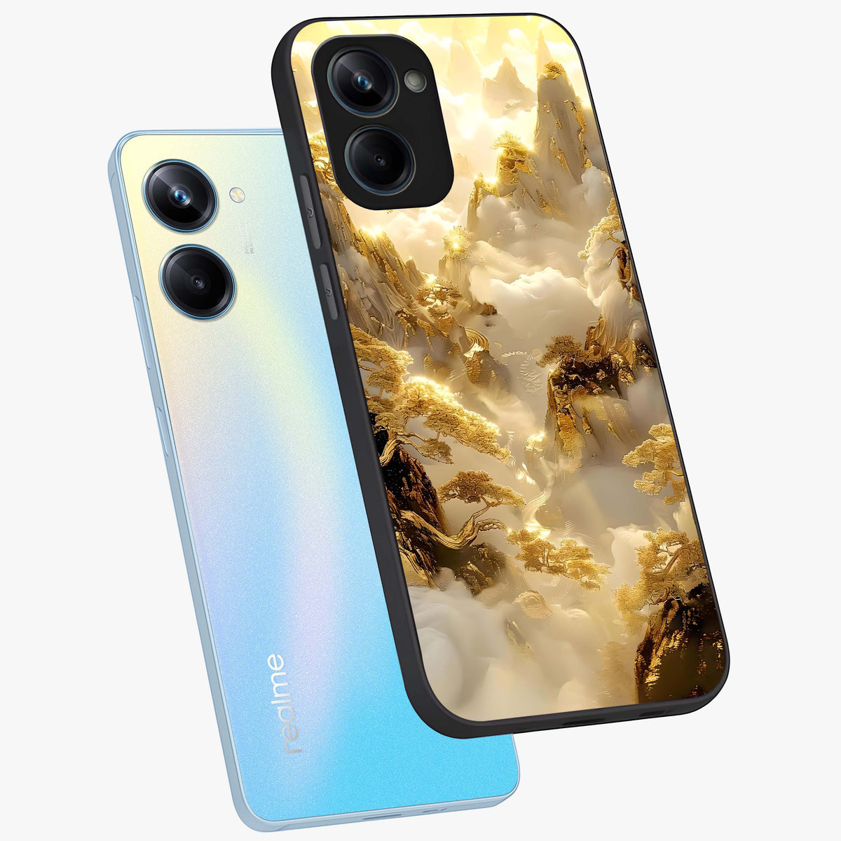 Gates Of Illumination Glass Case displayed in angled mockup highlighting radiant portal inspired design with fantasy aesthetic.