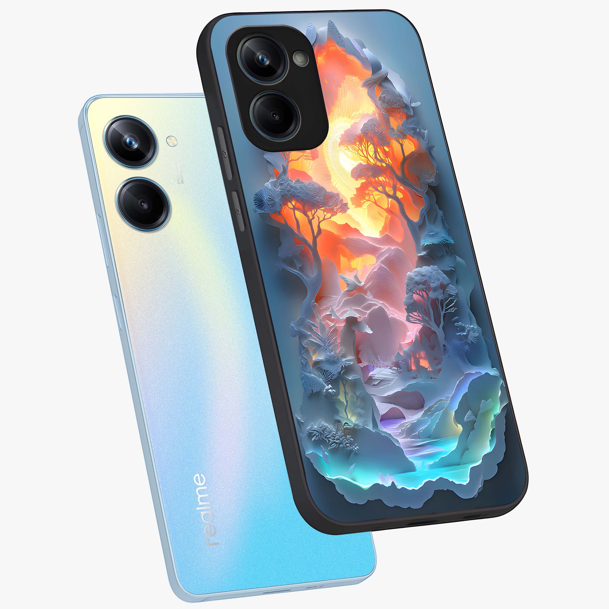 Glow Forest Portal Glass Case displayed in angled mockup highlighting mystical forest design with magical glowing aesthetic.