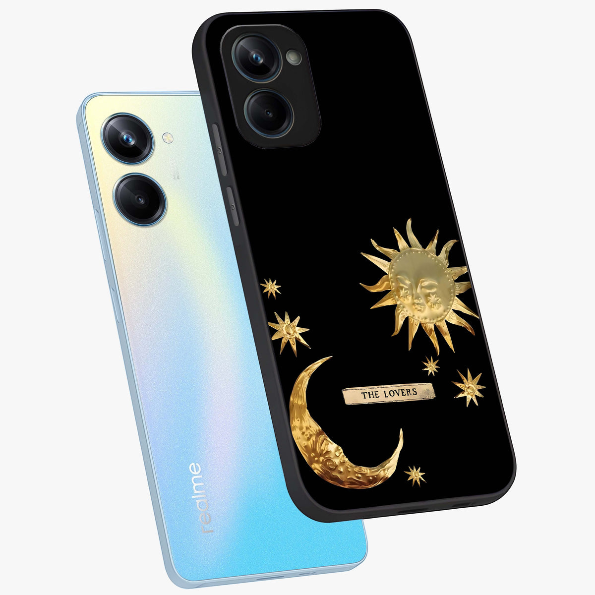 Gold Sun Blush Glass Case displayed in angled mockup highlighting radiant sun design with warm golden aesthetic.