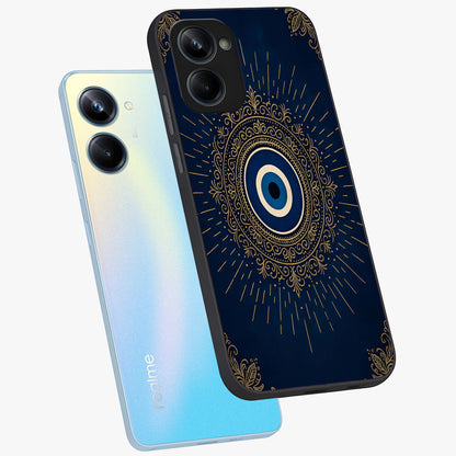 Golden Celestial Charm Glass Case displayed in angled mockup highlighting sparkling cosmic charm design with celestial aesthetic.