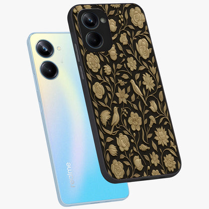 Golden Evil Eye Mandala Glass Case displayed in angled mockup highlighting protective evil eye symbol with golden mandala design.